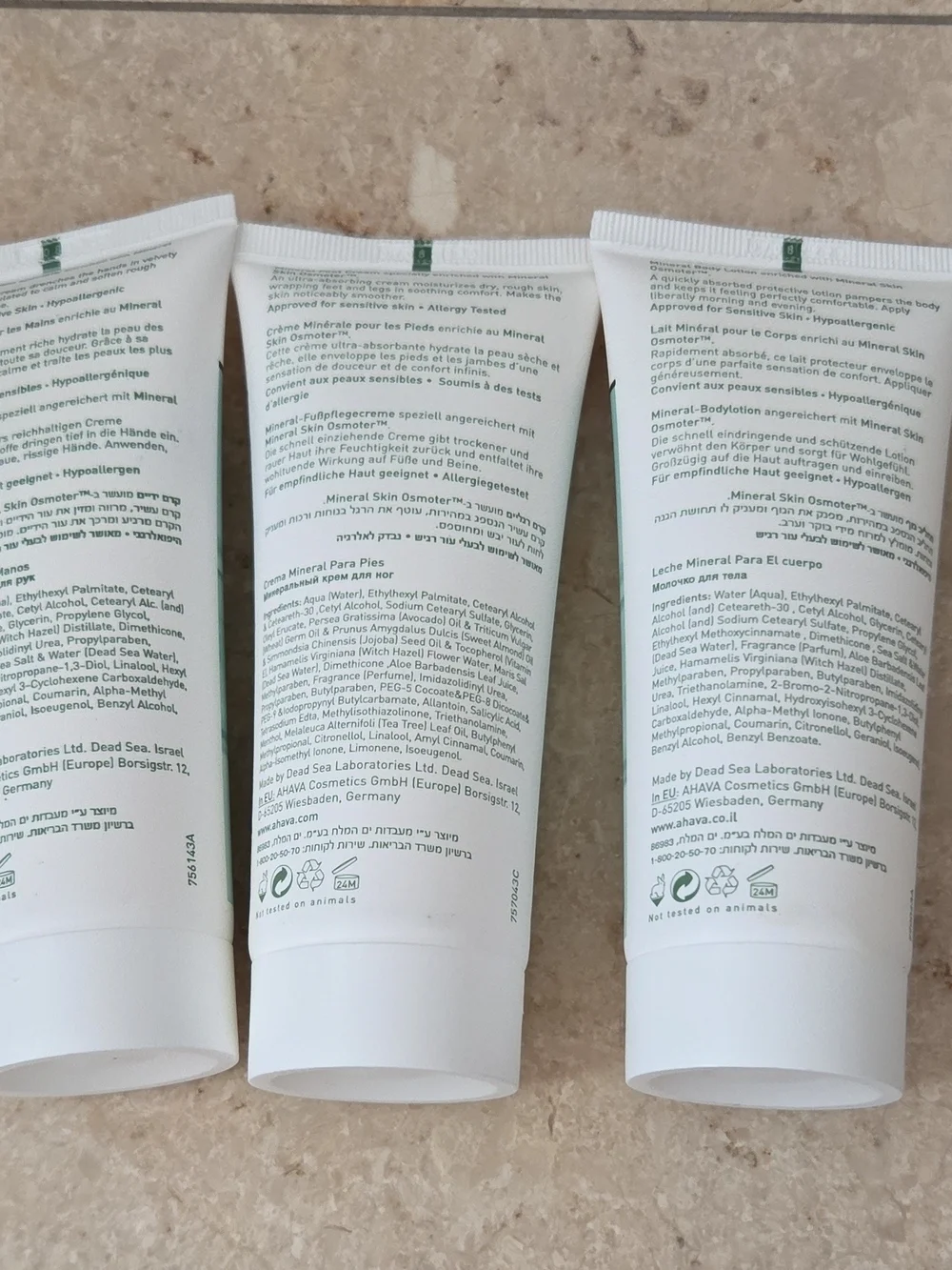 AHAVA Dead Sea Pure Salt Set Hand & Foot Cream Body Lotion Bath Crystals Set New
